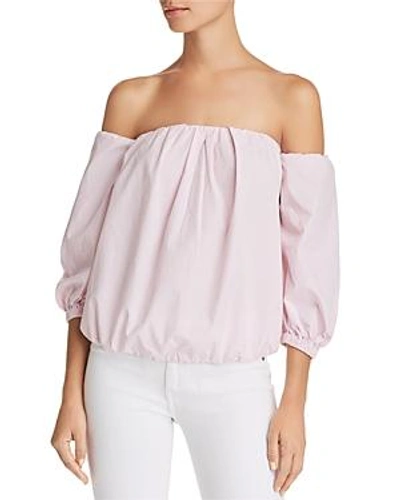 Shop 7 For All Mankind Off-the-shoulder Blouson Top In Pink/white