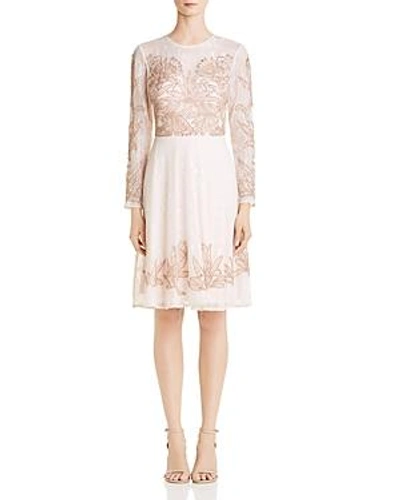 Shop Aidan Mattox Embellished Lace Cocktail Dress In Pink Blush