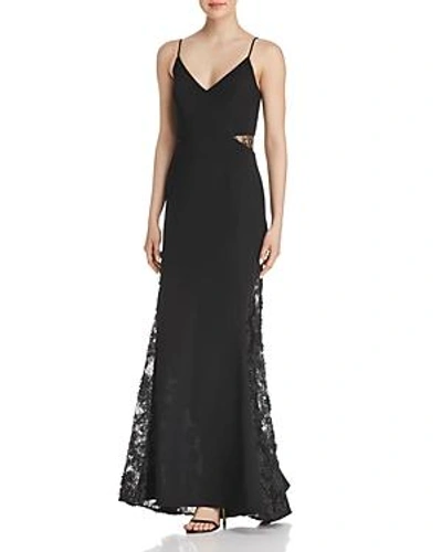 Shop Avery G Lace-inset Gown In Black