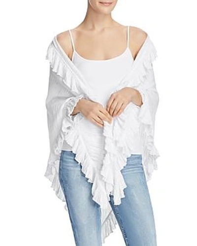 Shop Minnie Rose Ruffled Shawl In White