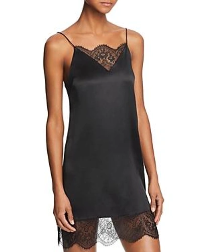 Shop Ginia Scalloped Lace Silk Chemise In Black