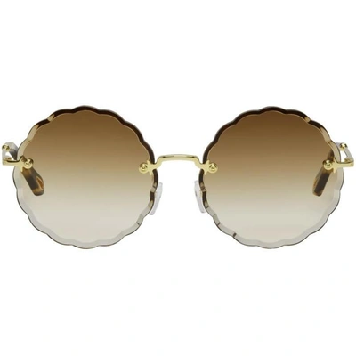 Shop Chloé Chloe Gold Rosie Sunglasses In 742 Gold
