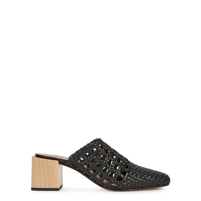 Shop Loq Ines Black Woven Leather Mules
