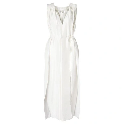 Shop Aya Silk Long Diamond Dress In White
