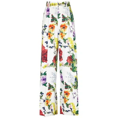 Shop Alice And Olivia Dustin Printed Stretch-cotton Trousers In Multicoloured
