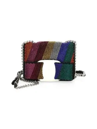 Shop Ferragamo Mini Vara Leather Multicolored Gem Crossbody Bag