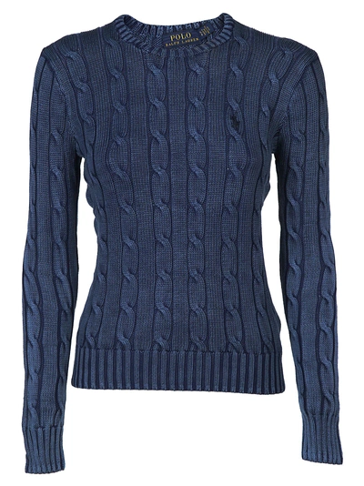 Shop Polo Ralph Lauren Cable Knit Sweater In Blue