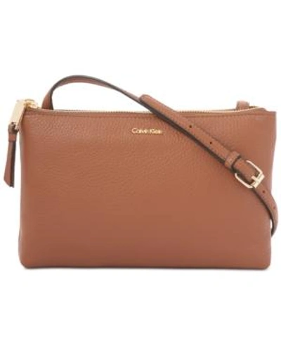 Shop Calvin Klein Angelina Crossbody In Luggage/gold