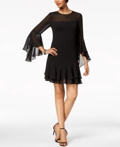 Shop Vince Camuto Clip-dot Chiffon Dress In Black