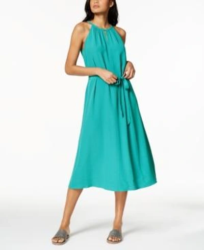 Shop Eileen Fisher Tencel Crepe Belted Halter Maxi Dress, Regular & Petite In Turquoise