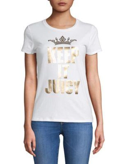 Shop Juicy Couture Black Label Keep It Juicy Cotton Tee In White