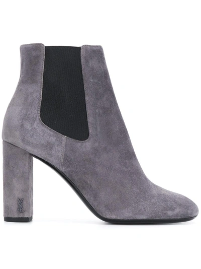 Shop Saint Laurent Loulou 95 Ankle Boots - Grey