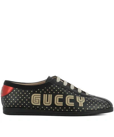 Shop Gucci Black Leather Sneakers