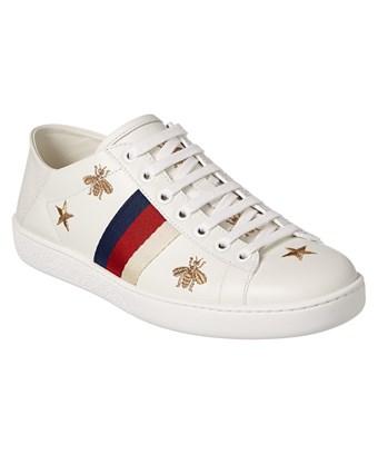 Gucci Ace Bee & Star Collapsible Heel Leather Sneaker In White | ModeSens