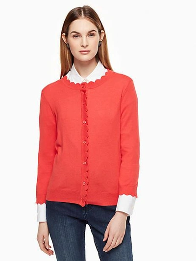 Shop Kate Spade Scallop Cardigan In Paprika