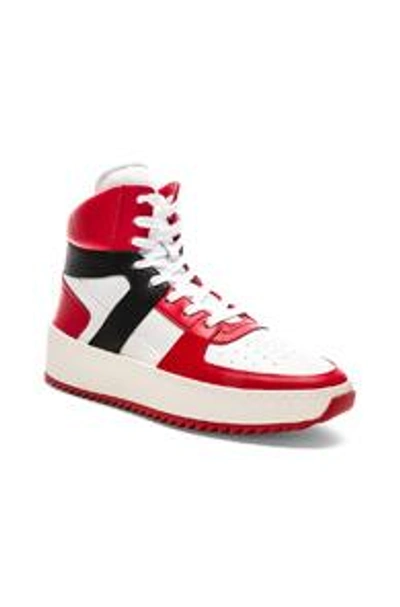 Shop Fear Of God Leather Basketball Sneakers In Red