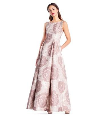 adrianna papell floral jacquard ball gown