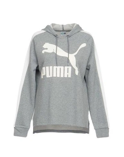 Shop Puma Hooded Sweatshirt In Light Grey