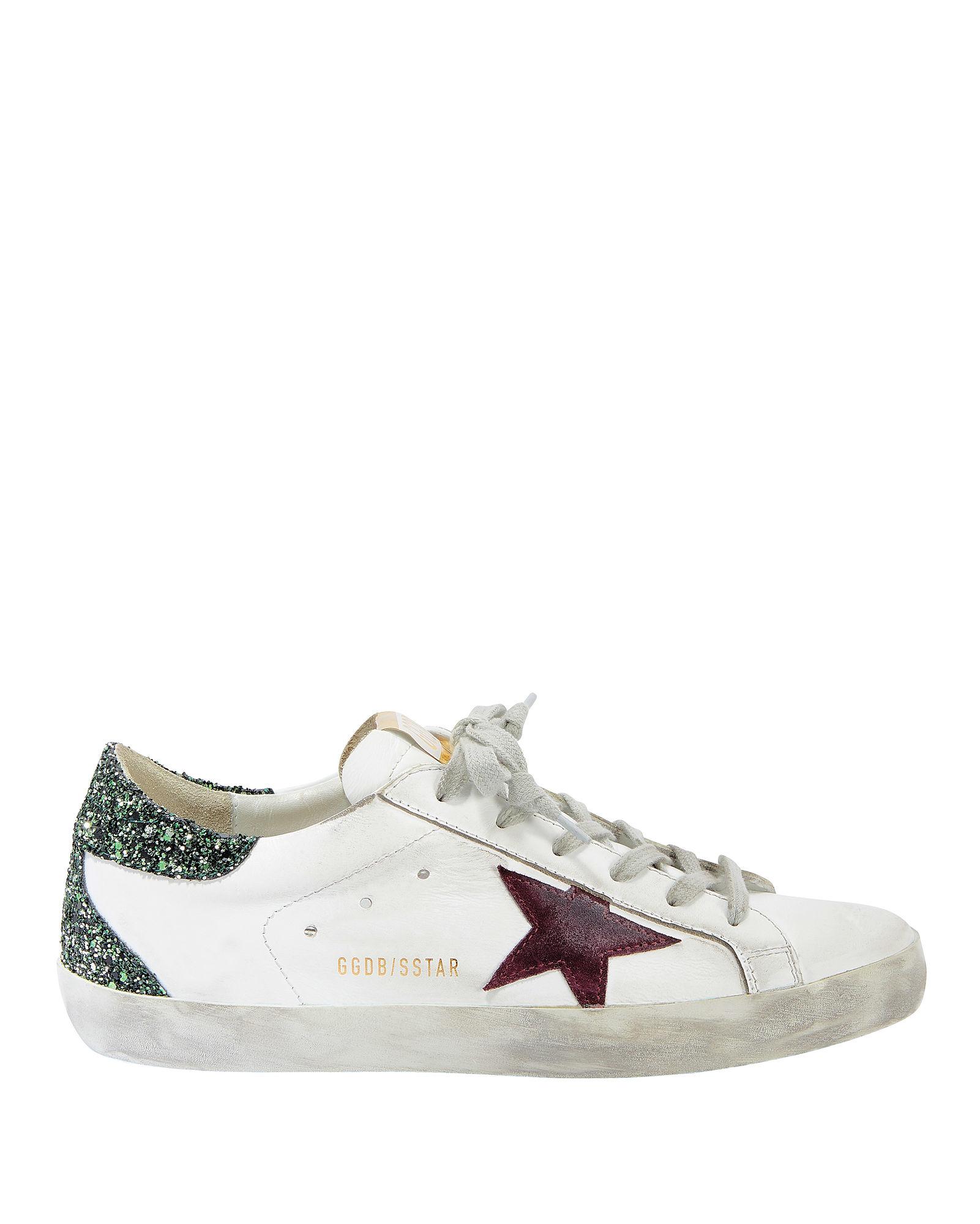 golden goose green glitter sneakers