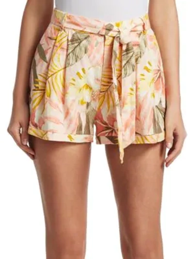 Shop Joie Jaklynn Floral Shorts In Dusty Nude