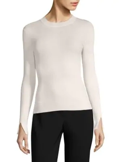 Shop Hugo Boss Feorgia Split-wrist Knit Top In Vanillalight