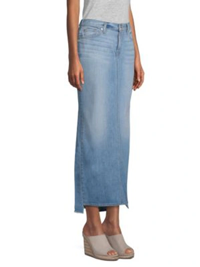 Shop 7 For All Mankind Denim Maxi Skirt In Bright Blue Jay Bird