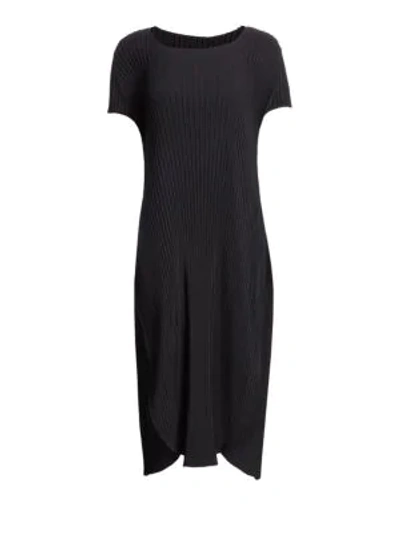 Shop Issey Miyake Sunlight Pleated Flutter Dress In Black