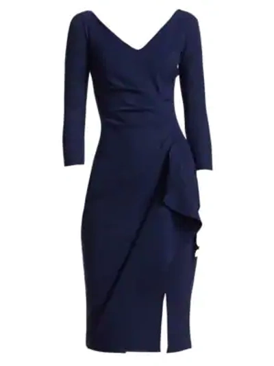 Shop Chiara Boni La Petite Robe Women's Kloty Side Ruffle Dress In Navy
