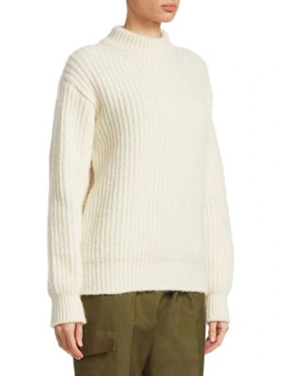 Shop Victoria Beckham Alpaca & Wool Cable Knit Sweater In Off White