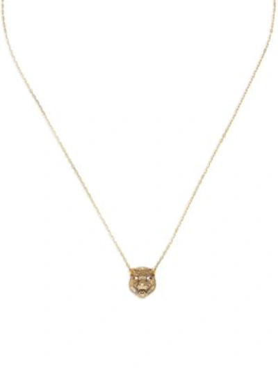 Shop Gucci 18k Gold, Red Opal & Diamond Feline Head Pendant Necklace In Yellow Gold