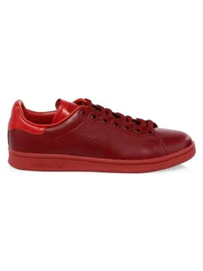 Shop Adidas Originals Stan Smith Leather Trainers In Burgundy