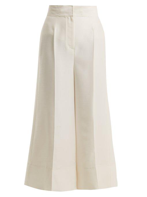 Roksanda Hasani Wide-Leg Wool-Blend Trousers In Ivory | ModeSens