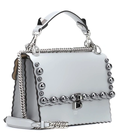 Shop Fendi Kan I Leather Shoulder Bag In Grigio Perla+pal