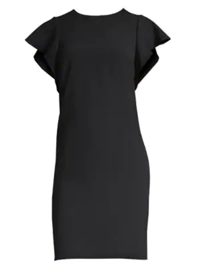 Shop Escada Dlat Ruffle-side Shift Dress In Black