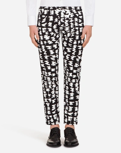 Shop Dolce & Gabbana Printed Classic Fit Jeans In Black