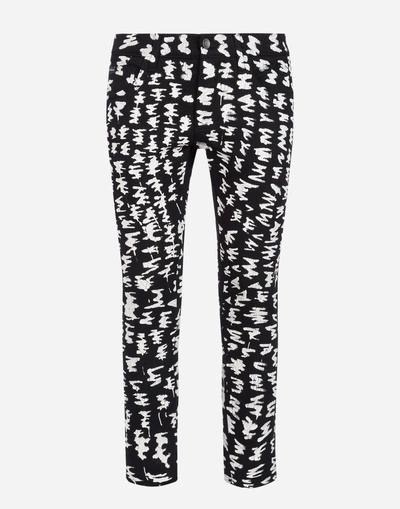 Shop Dolce & Gabbana Printed Classic Fit Jeans In Black
