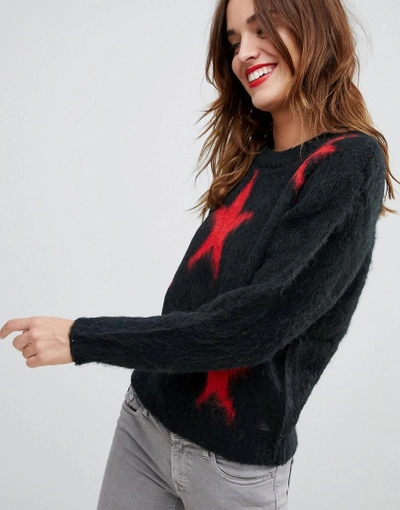 Shop Replay Alpaca Wool Blend Star Sweater-beige