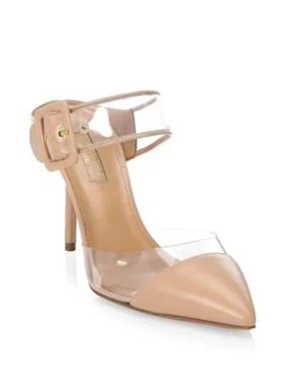 Shop Aquazzura Pink Optic Mules In Powder Pink