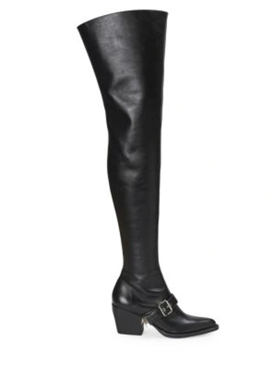 Shop Chloé Rylee Leather Thigh-high Boots In Black