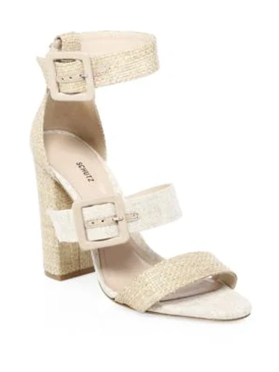 Shop Schutz Sarah Raffia Ankle-strap Sandals In Natural