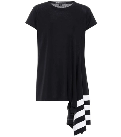 Shop Y-3 Assymetrical Cotton T-shirt In Black