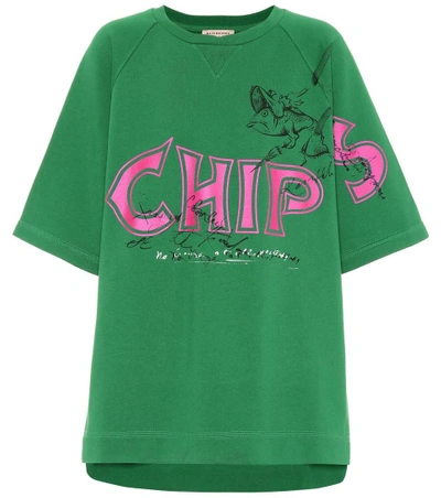 Shop Burberry Printed Cotton T-shirt In Green