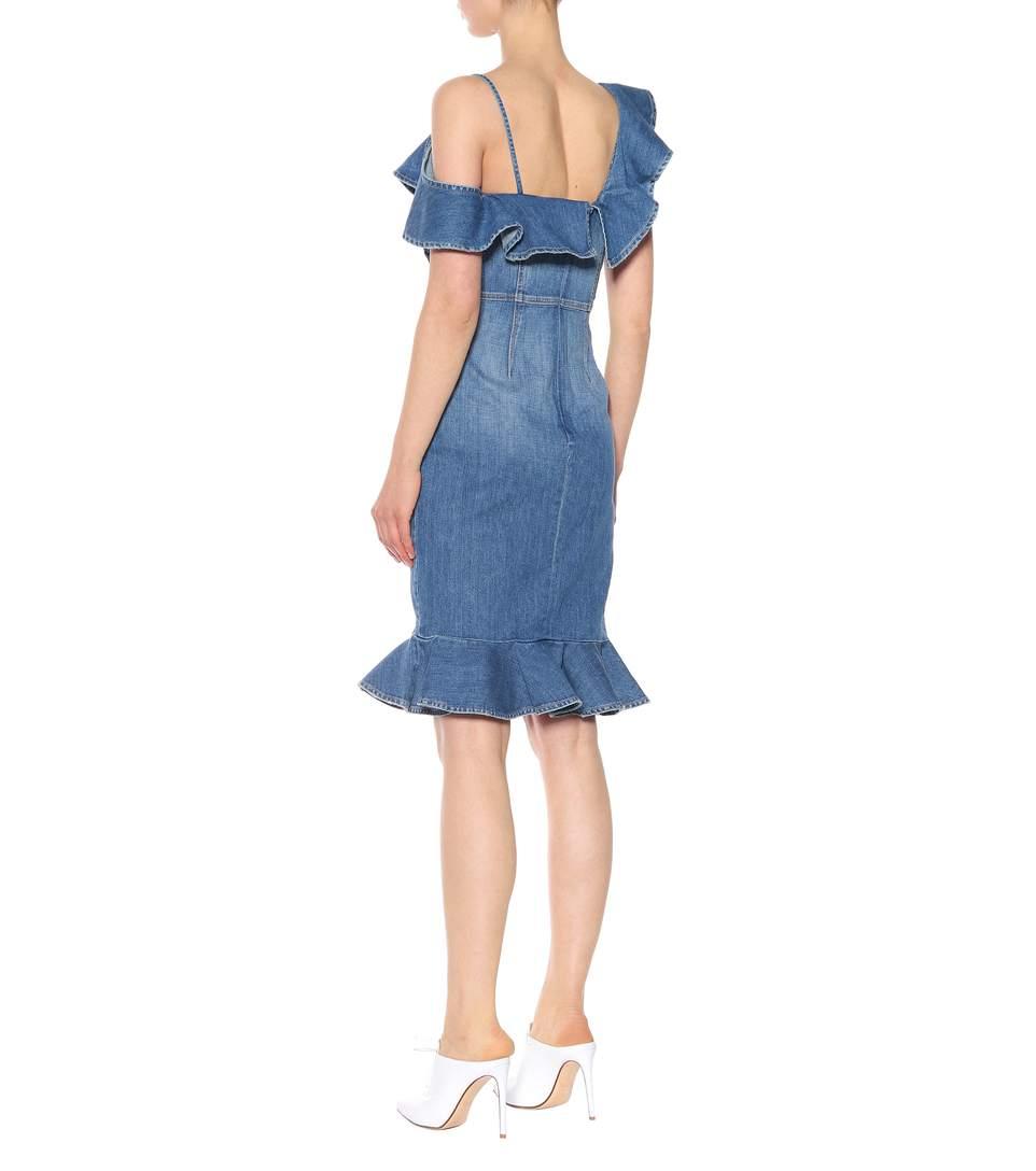 jonathan simkhai denim ruffle dress