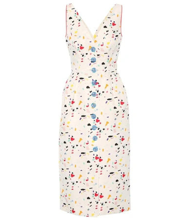 Shop Carolina Herrera Printed Cotton-blend Dress In Multicoloured