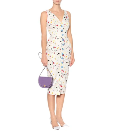 Shop Carolina Herrera Printed Cotton-blend Dress In Multicoloured