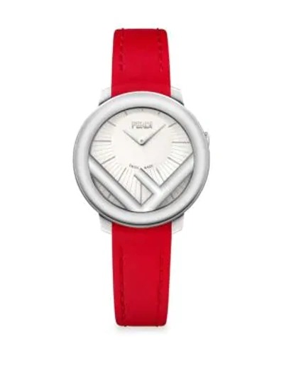 Shop Fendi Run Away Stainless Steel Leather Watch In Red