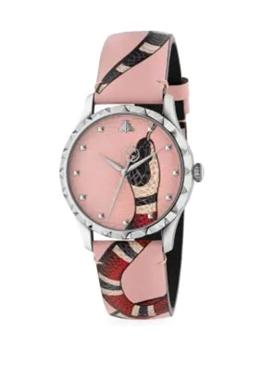 Shop Gucci G-timeless Pink Snake Watch