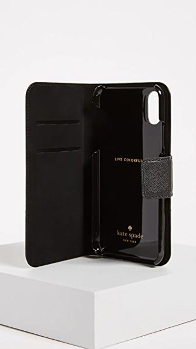 Shop Kate Spade Leather Wrap Folio Iphone X / Xs Case In Black/tusk