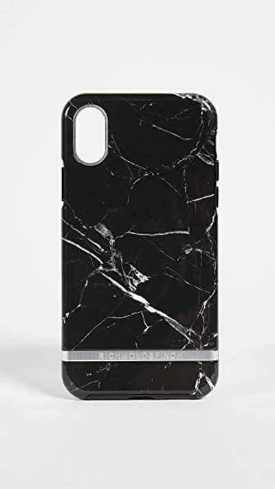 Shop Richmond & Finch Black Marble Iphone Case In Black Marble/silver