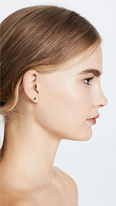 Shop Paige Novick Diamond & Emerald 18k Earrings With Cultured Freshwater Pearl
